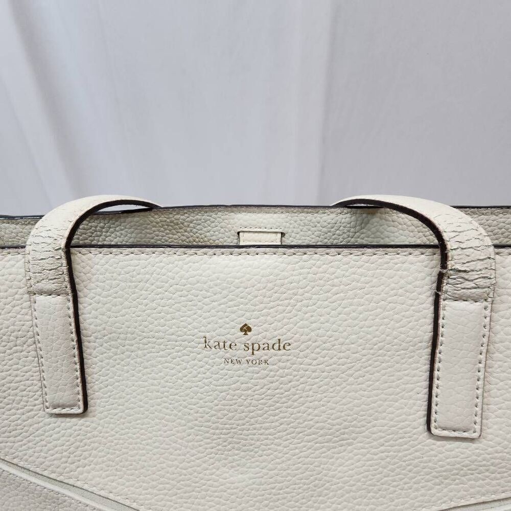 Kate Spade New York Bridge Place Francisca Large Tote Leather Bag White Cream - Picture 4 of 13